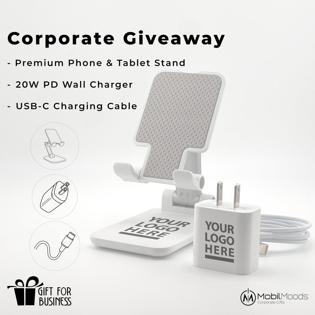 PS-1, Personalized Giveaway Adjustable Docking Station Set, Company Gift Docking Station, Corporate Bulk Order Gift, Adjustable Docking Stand