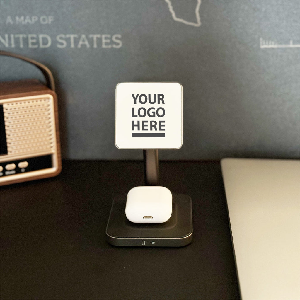 W-10, Personalized Docking Station, Company Logo Gift Docking Station, Corporate Bulk Order Wireless Charging Station, MagSafe Docking Station