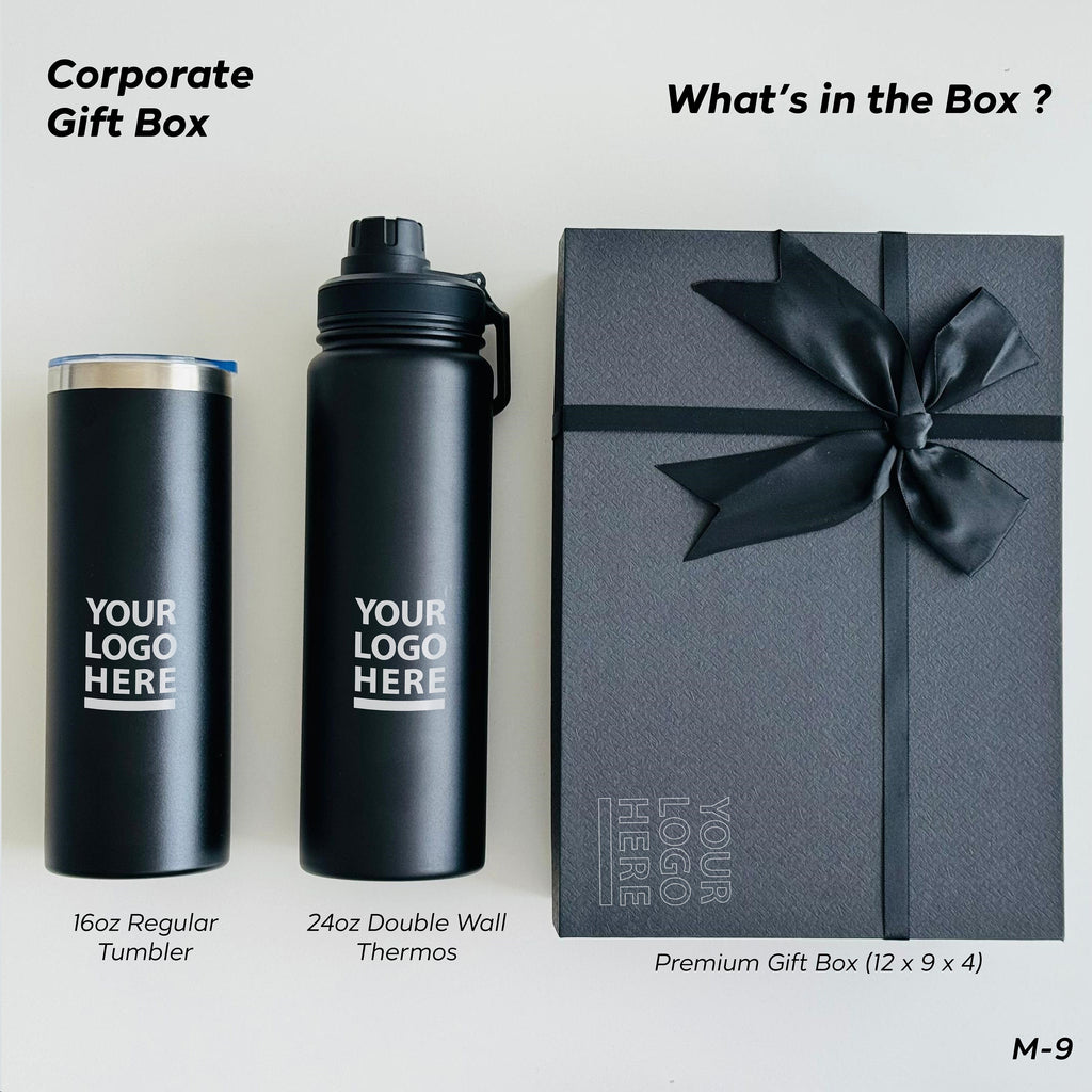 GB-35, Christmas Gift Set with Tumbler and Smart Thermos, Corporate Xmas Gift Box, Company New Year Gift Box, Company Teammate Gift Box