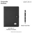 NP-2, Personalized Company Logo A4 Portfolio, Corporate Gift Portfolio, Custom Notebook, Business Gift Office Padfolio, Light-Up Logo Charger