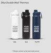 T-4, 24oz Promotional Company Gift Bulk Order Thermos, Double Wall Insulated Water Bottle, Stainless Steel Drinkware, Personalized Gift Thermos