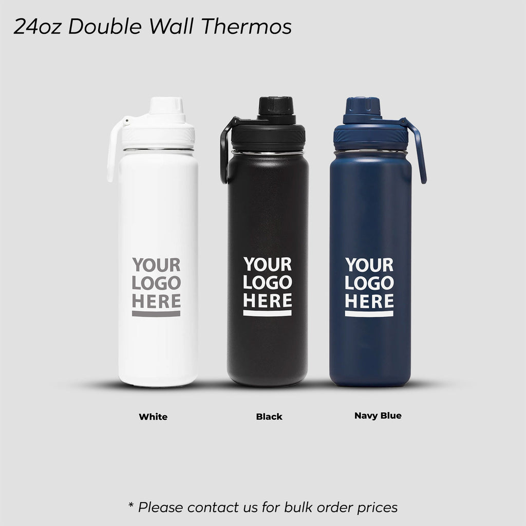 T-4, 24oz Promotional Company Gift Bulk Order Thermos, Double Wall Insulated Water Bottle, Stainless Steel Drinkware, Personalized Gift Thermos